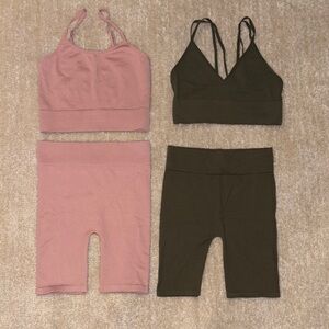 Bozzolo Pink and Black Bike Shorts Athletic Stretch